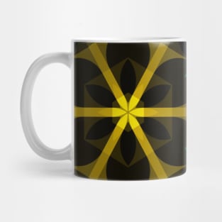 Retro Mandala Flower Yellow Blue and Black Mug